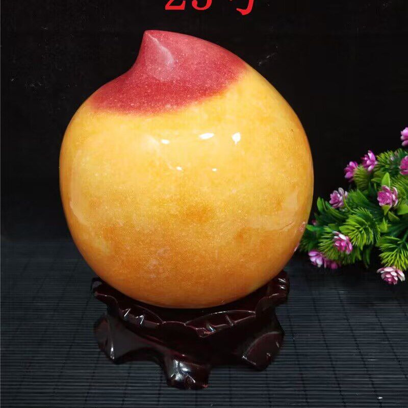 天然黄蜡石黄龙玉寿桃老人生日礼物办公室奇石头家居装饰收藏摆件