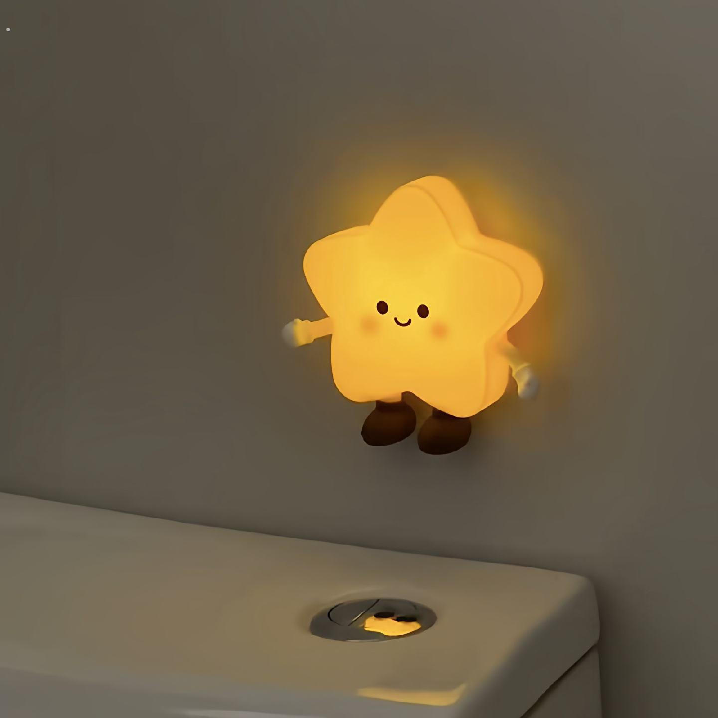 幸运星小夜灯家用夜间自动感应灯人来即亮磁吸发光小夜灯冰箱贴灯