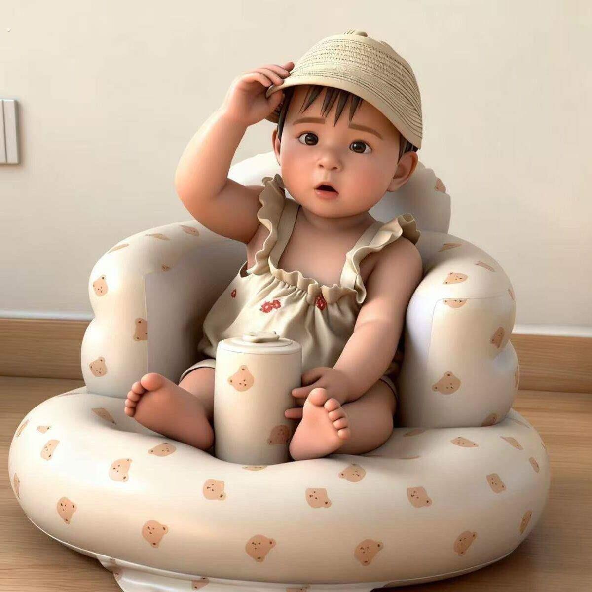 现代充气婴儿坐椅可携式后训练坐垫宝宝多功能餐椅超大承载轻松折