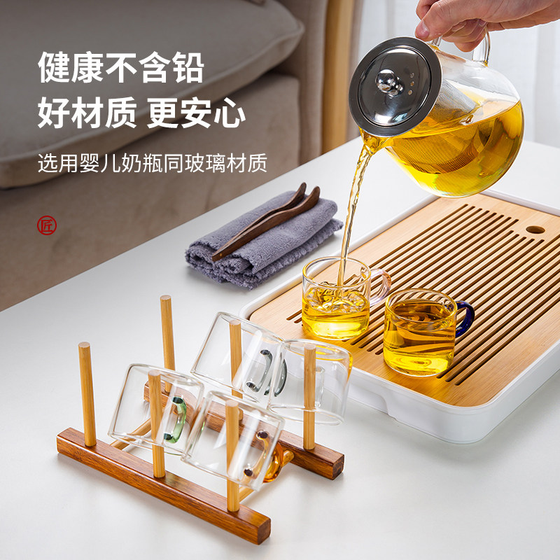 加厚耐热玻璃小茶杯家用功夫茶具套装喝茶品茗杯透明带把杯子茶碗