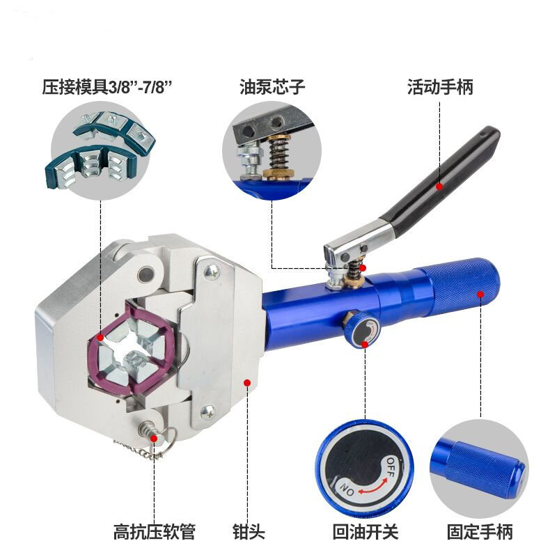 汽车空调压管钳便携式手动液压压管机啤管器分体式压管钳压管钳