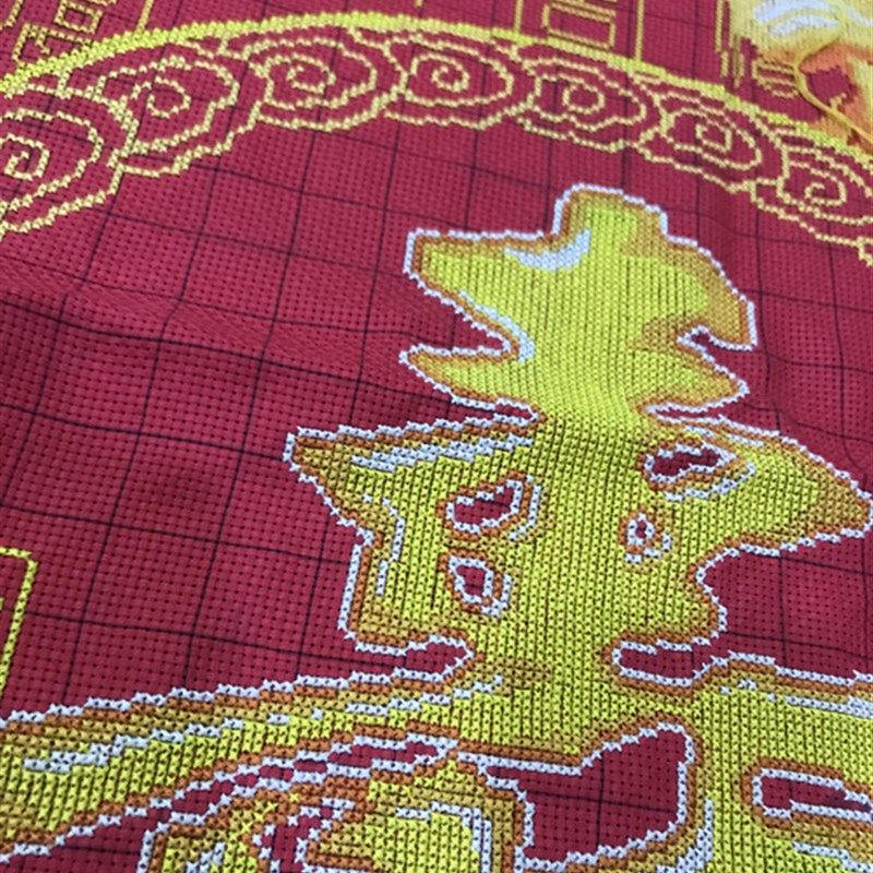 纯手工十字绣成品百福图百寿图红底黄字大幅客厅喜庆中国风包邮