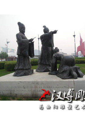 玻璃钢仿铜人物雕塑户外文化广场铸铜古代读书人物铜雕人物定制做