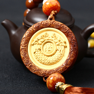 祥安灵阁福龙普照双龙守库车挂件平安车饰十二生肖汽车饰品