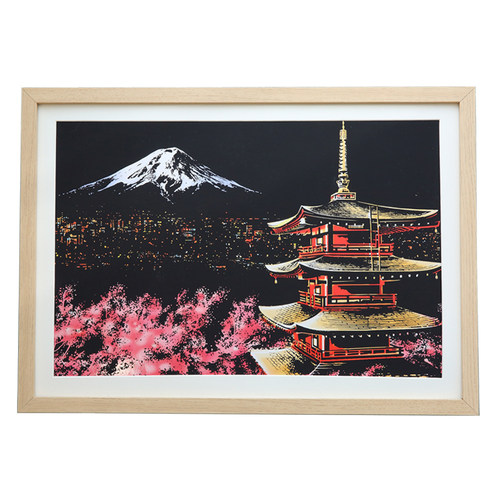 A3夜景刮画相框16寸原木画框8开客厅黑色木纹简约画框挂墙41*29cm