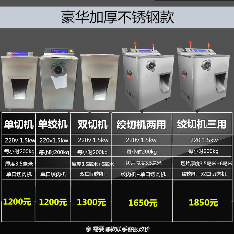 不锈钢电动绞肉机商用绞切两用一体机打肉机切肉片肉丝机灌肠机