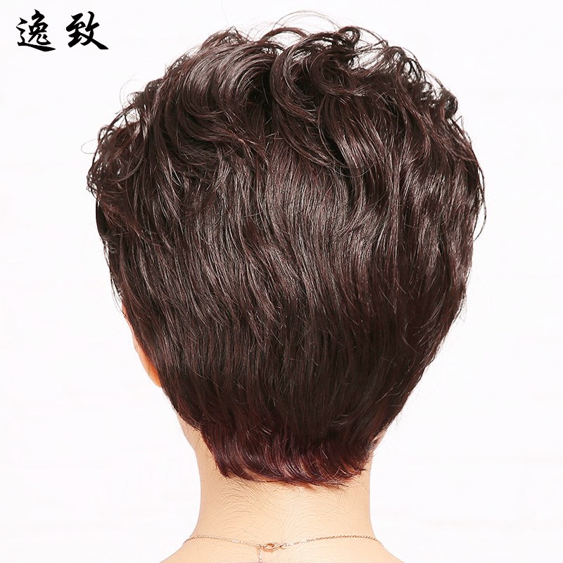 真发假发女短发中老年假发蓬松短卷发妈妈假发真人真发中年人婆婆