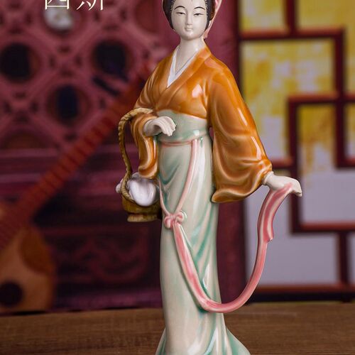 石湾公仔中式陶瓷古典人物摆件客厅书房电视柜新居装饰品四大美女