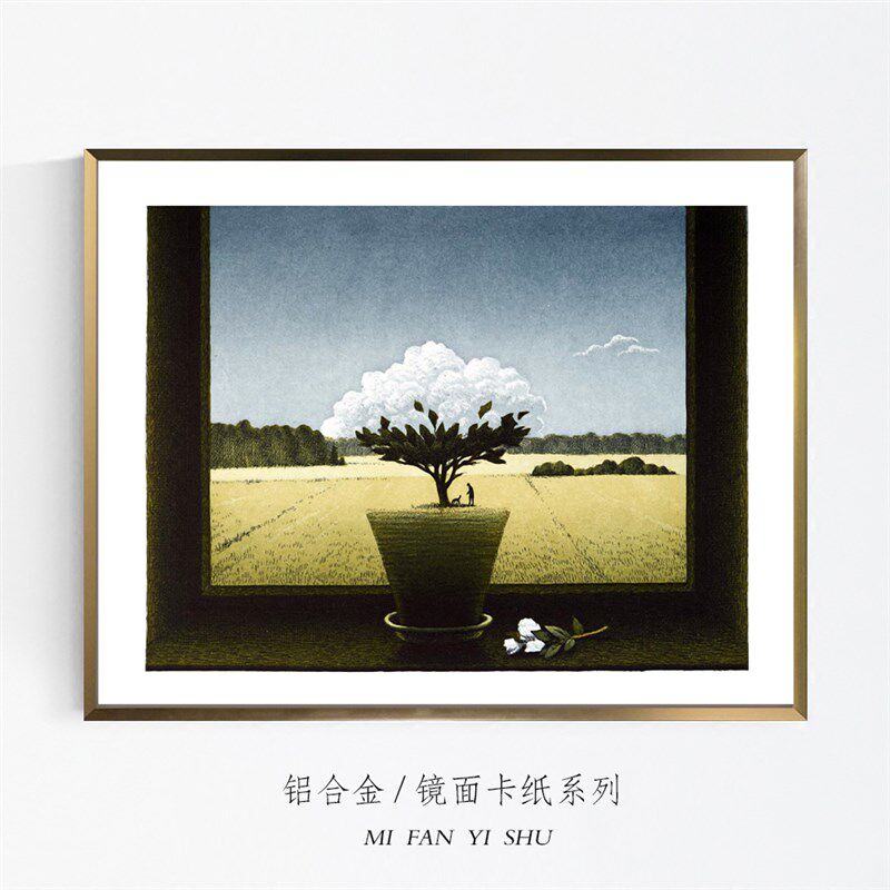 客厅墙画挂画创意艺术风景装饰画铝合金书房壁画工作室玄关挂画