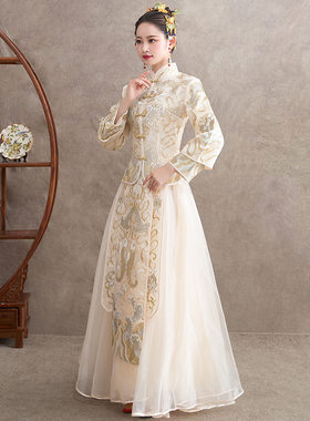2026新款秀禾服新娘结婚旗袍敬酒服女婚纱礼服中式中国风金色秀禾