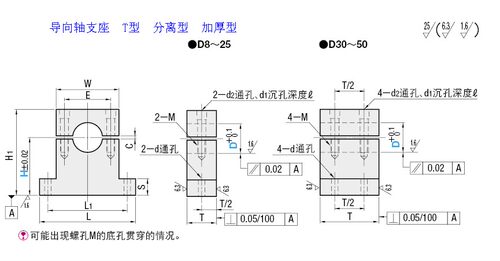 导向轴支座T型分离型加厚型立式支撑座卧式支撑座光轴支座SHPTM8