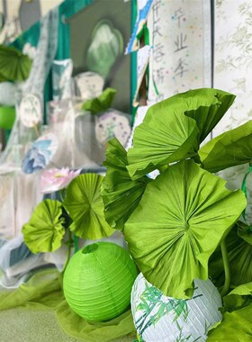 幼儿园环创材料中国风荷叶春夏教室走廊装饰场景布置植物角主题墙