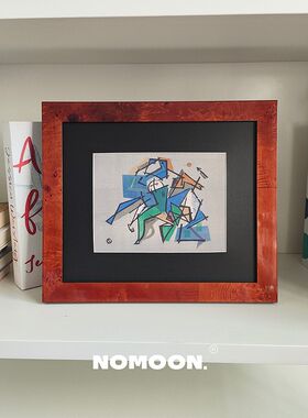 法式高级感壁画小众客厅毕加索立体主义艺术抽象实木客厅挂画组合