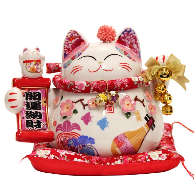 开运陶瓷摆件开业礼物乔迁新居礼品家居饰品中号招财猫店铺储蓄罐