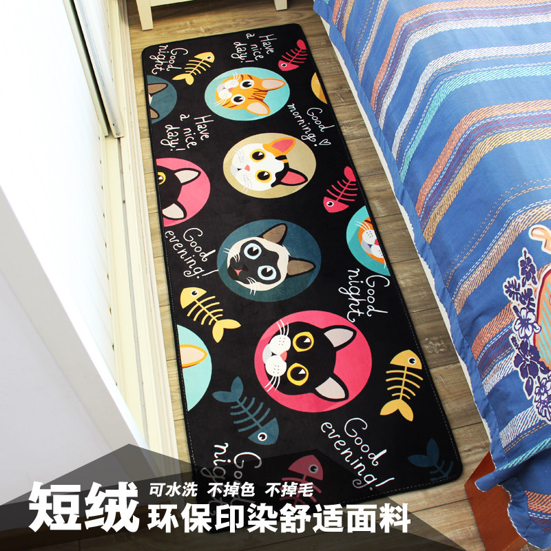猫咪和鱼厨房地垫长条房间床边地毯飘窗地垫吸水防滑韩式卡通脚垫