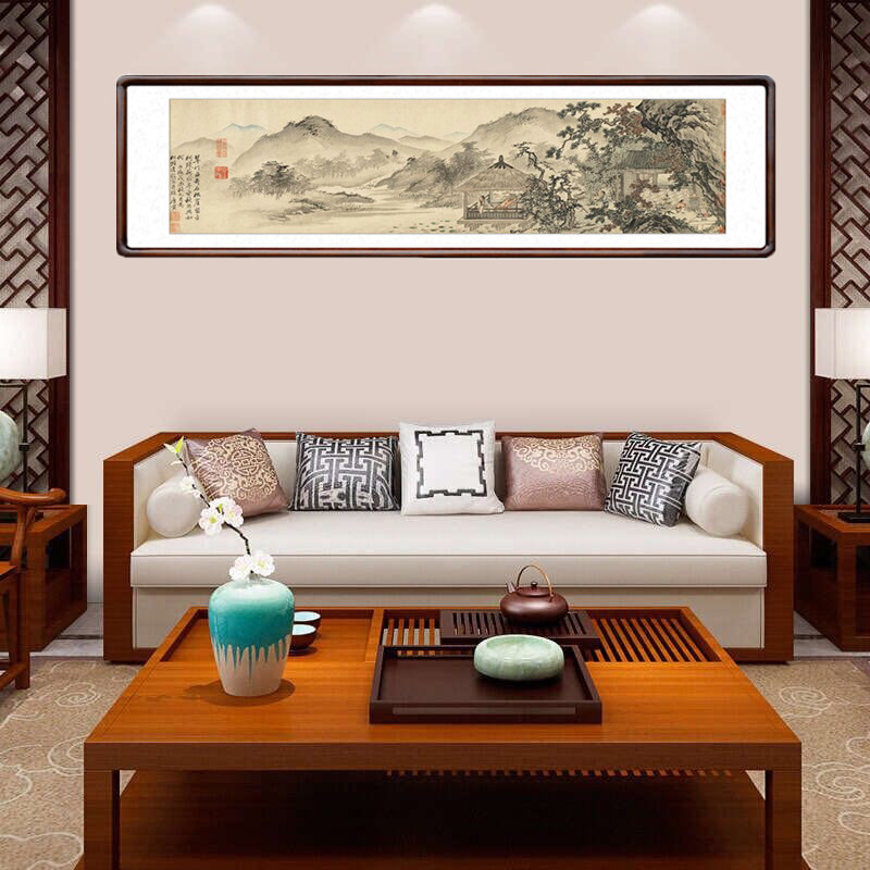 唐伯虎国画名家山水画中式客厅背景墙装饰画办公室定制挂画仿古画