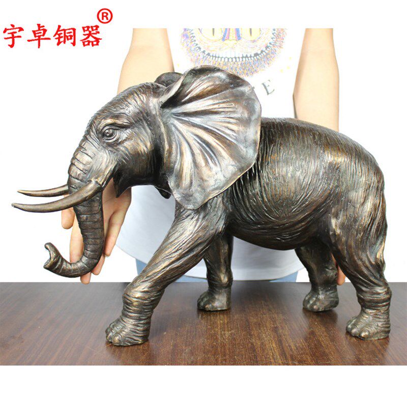 宇卓铜器铜树皮大象工艺品摆件 纯铜象黄铜象黄铜大象