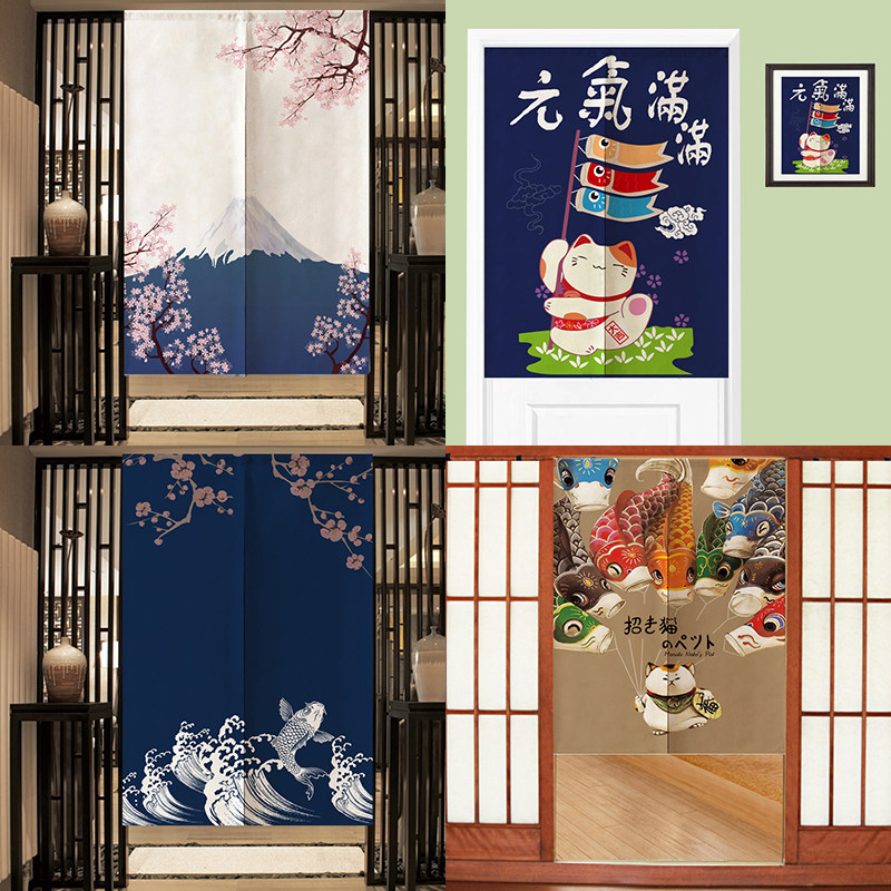 日式布艺门帘布帘客厅隔断帘厨房半帘卫生间家用半截帘子LOGO定制