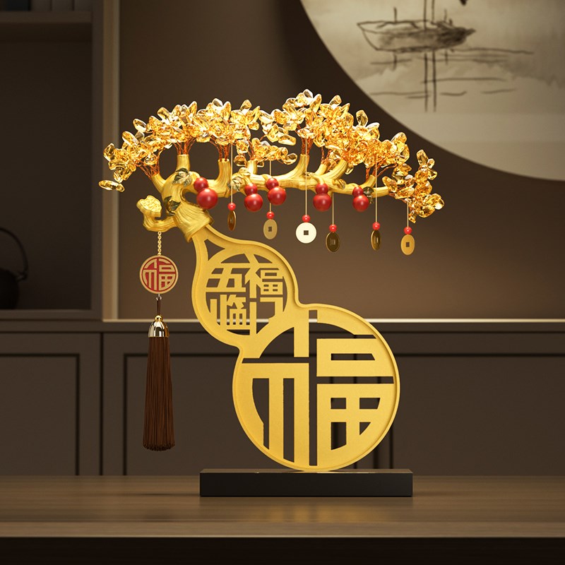 葫芦寓意摆件高级感轻奢水晶树乔迁新居礼物电视机玄关酒柜装饰品