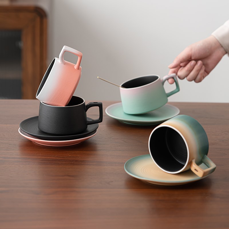 记今朝《粉色少女心》高颜值陶瓷咖啡杯高档杯子办公室茶杯套装