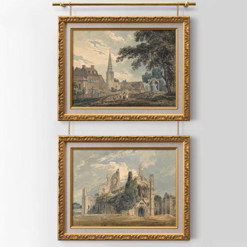 挂画器轨道法式复古装饰画挂画别墅绳杆画展链条油画吊挂黄铜