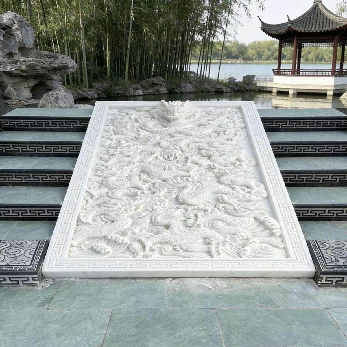 汉白玉龙壁刻青石YMB浮雕园龙公景区雕九刻地铺石雕龙浮雕壁画浮