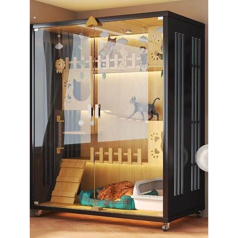 猫咪别墅柜木质室内豪华猫窝全景猫屋猫笼子节约大空间家用猫砂盆
