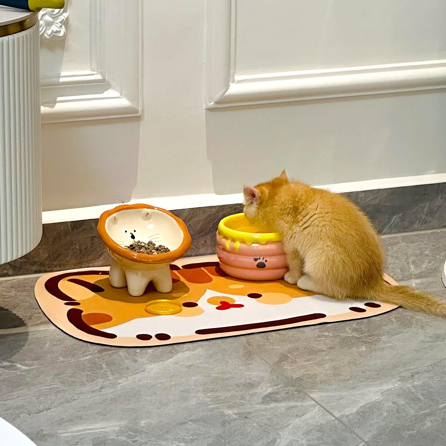 猫咪餐垫宠物专用喂食垫子硅藻泥防油吸水防滑防溅垫耐脏易打理图片