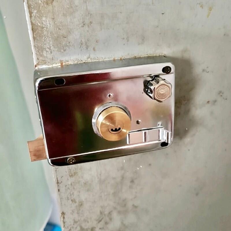 防撬老式通用型防盗锁房门锁外装门锁大门木门铜舌铜芯铁门家用