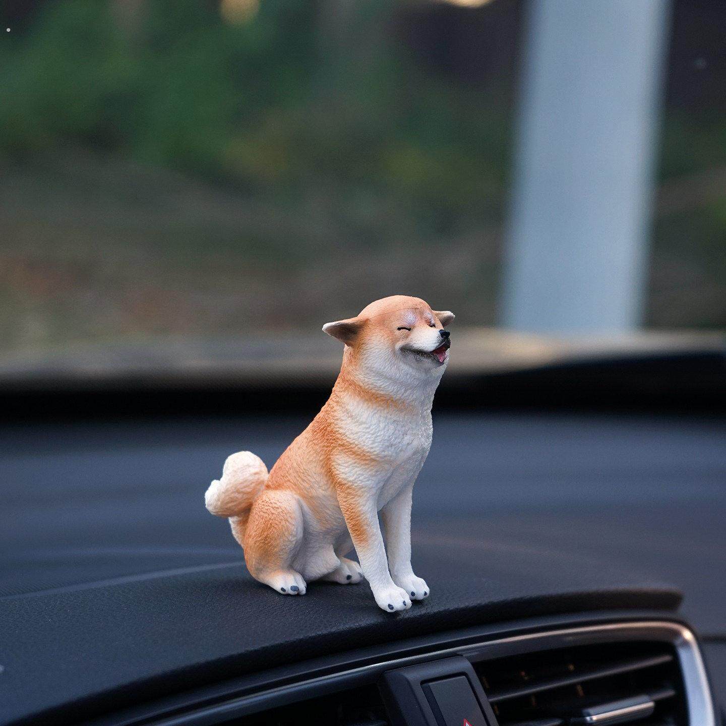 “主人,和你在一起好开心”汽车装饰小摆件彷真宠物柴犬狗可爱