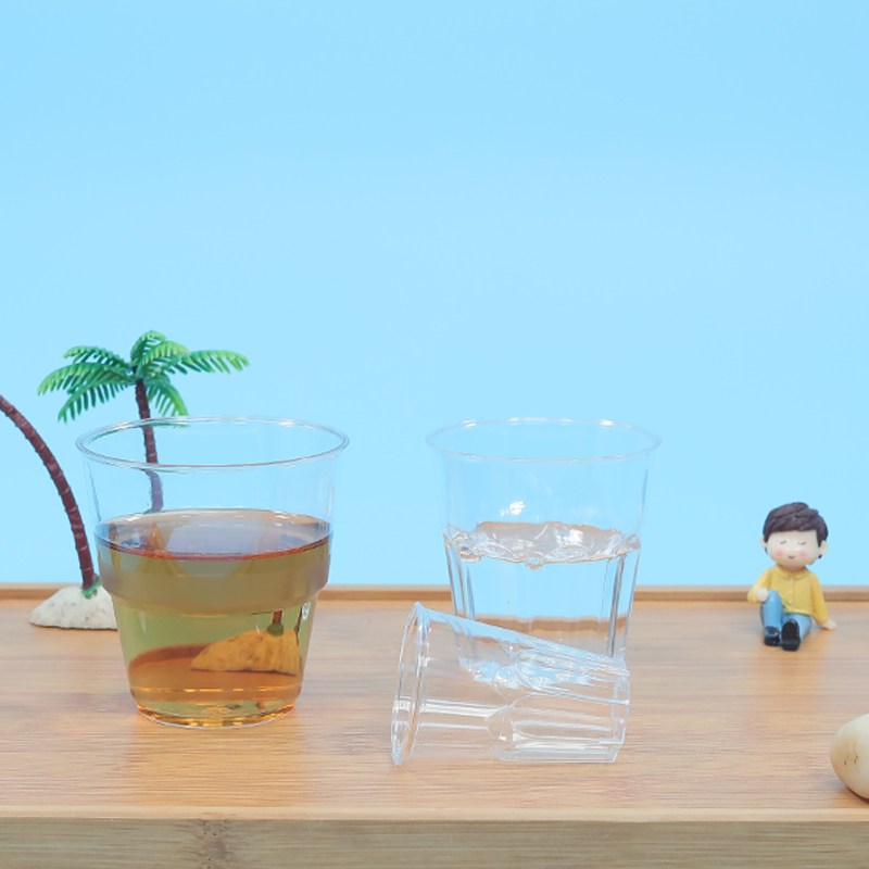 一次性杯子透明塑料加厚加硬水杯家用商用专业订制印刷LOGO航空杯
