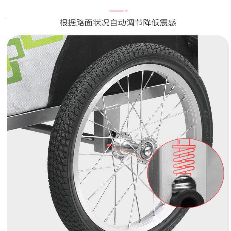 后挂式自行车推车 绿色蓝色可选亲子骑行三轮车斗 带小孩徒步推车
