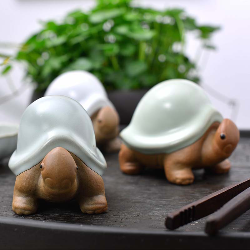 汝窑茶宠长寿龟功夫茶具配件陶瓷陶艺摆件紫砂茶玩茶道美到家