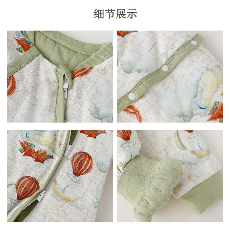 安旦蓄热棉针织秋冬季加厚夹棉婴幼儿睡袋分腿睡衣宝宝大童防踢被