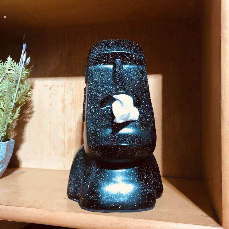 创意纸巾盒装饰摆饰摩艾石人像抽取式卫生纸个性欧式耳机架餐桌客
