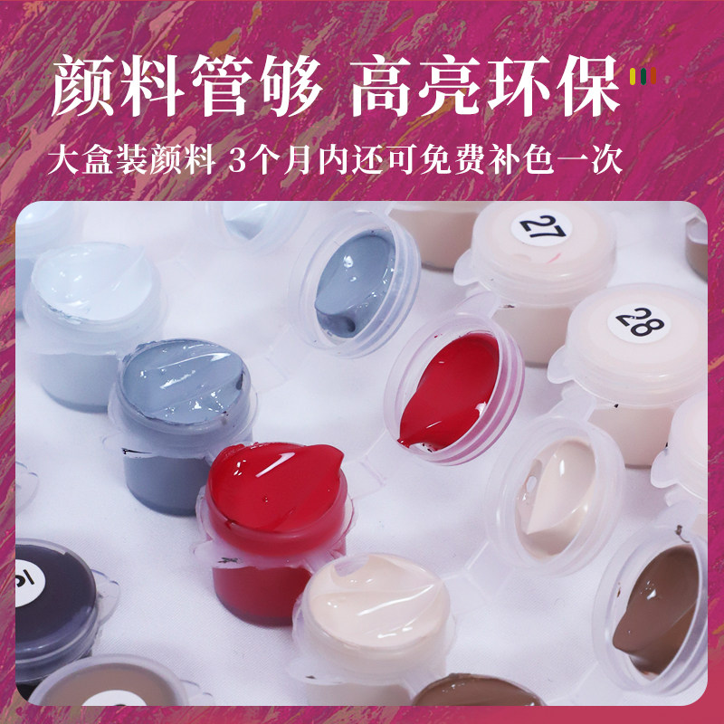 数字油画diy填色手工填充花卉郁金香减压治愈手绘丙烯油彩装饰画
