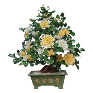 天然玉石原色大牡丹花客厅家居饰品玉雕工艺品新中式高档玉器摆件