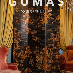 GUMAS家居复古中式可折叠移动隔断屏风玄关装饰中古店实木屏风