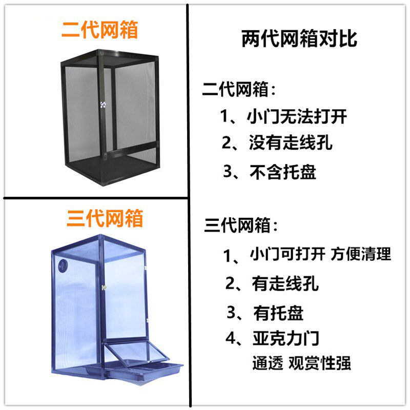 第三代网箱爬宠绿鬣蛇睫角变色龙饲养箱攀爬两栖宠物饲养箱爬虫箱