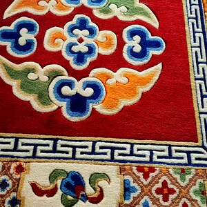 藏式9090厘米羊毛毯子地毯地垫方形不掉毛好看舒适手工艺手感好