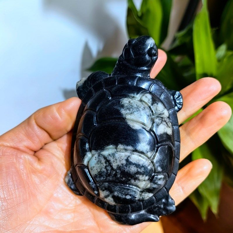 洛阳牡丹石小乌龟 天然奇石 桌面摆件 工艺品 雪花石画面石梅花石