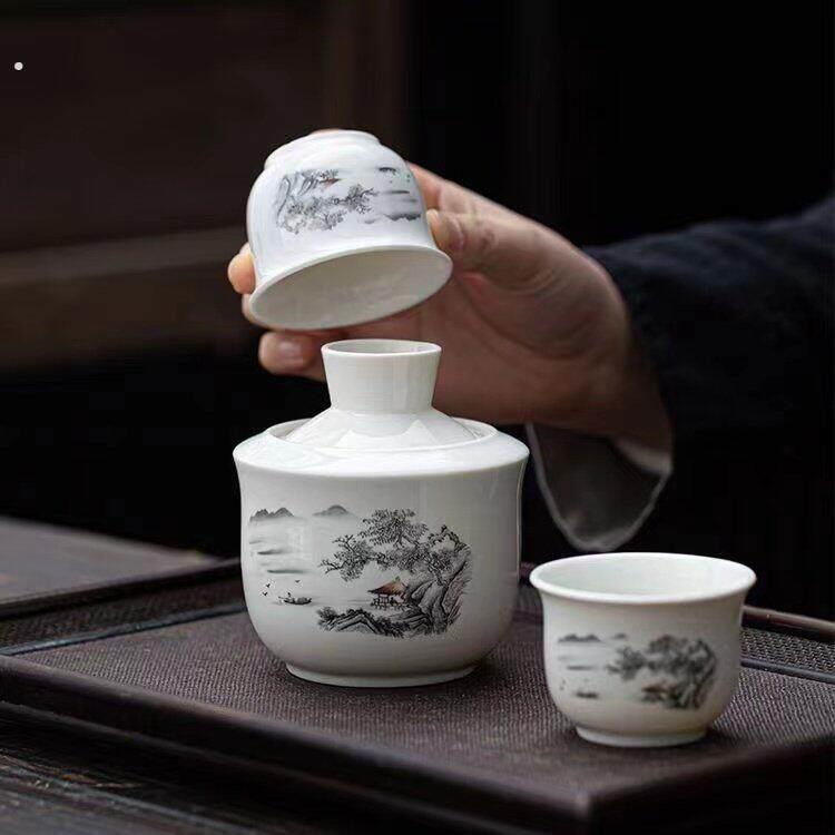 陶瓷温酒器家用二两烫酒壶热酒器暖酒白酒小酒杯中式酒具套件