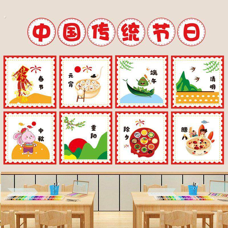 幼教环创材料铺幼儿园传统节日环创中国文化主题墙布置装饰墙贴春