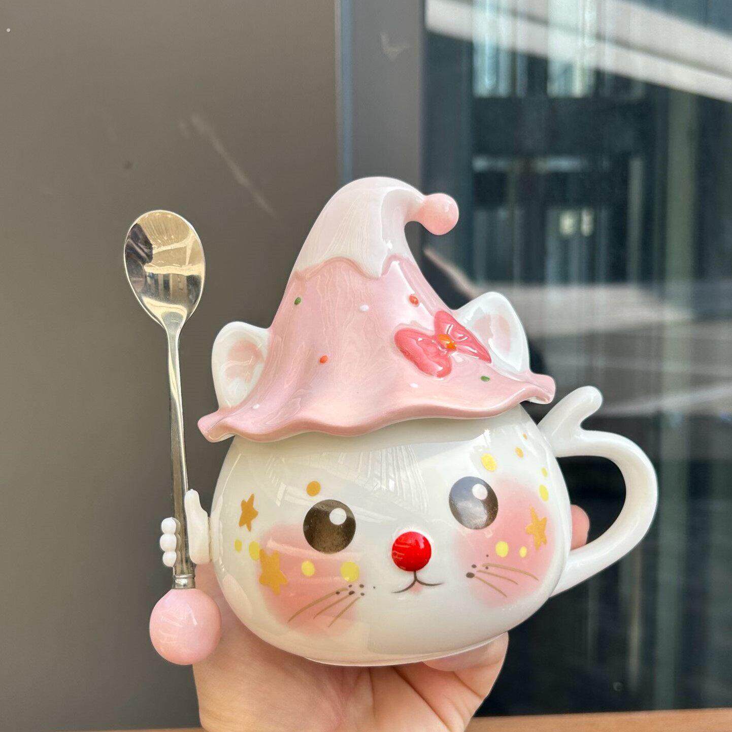 马克杯女生高颜值办公室幽灵水杯生日礼物特别好看的猫咪陶瓷杯子