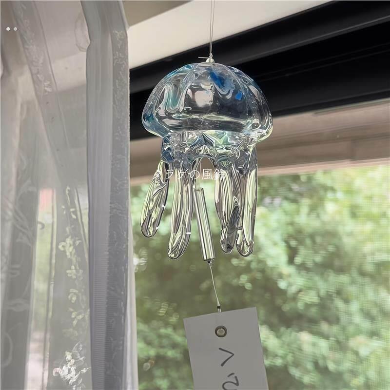 水母风铃挂件日式玻璃挂件室内挂饰解压梦幻工艺品送朋友礼物