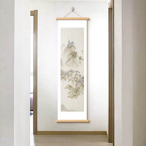 新中式玄关山水装饰画 画办公室挂画 画茶室书房客厅中式壁画 画