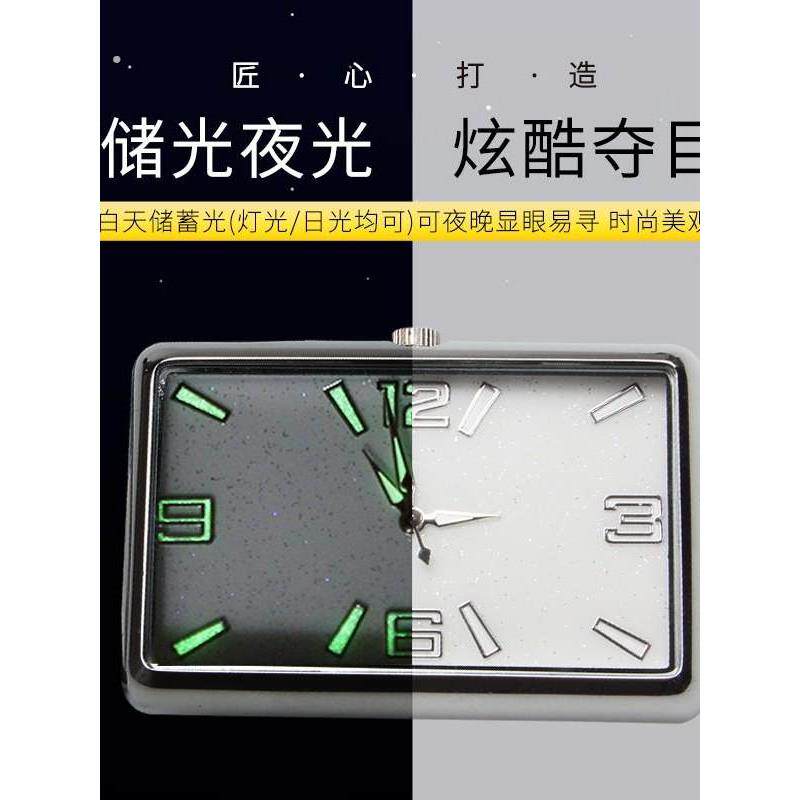创意方形车载钟表电子钟汽车时钟高档超薄随意粘贴表头装饰石英表