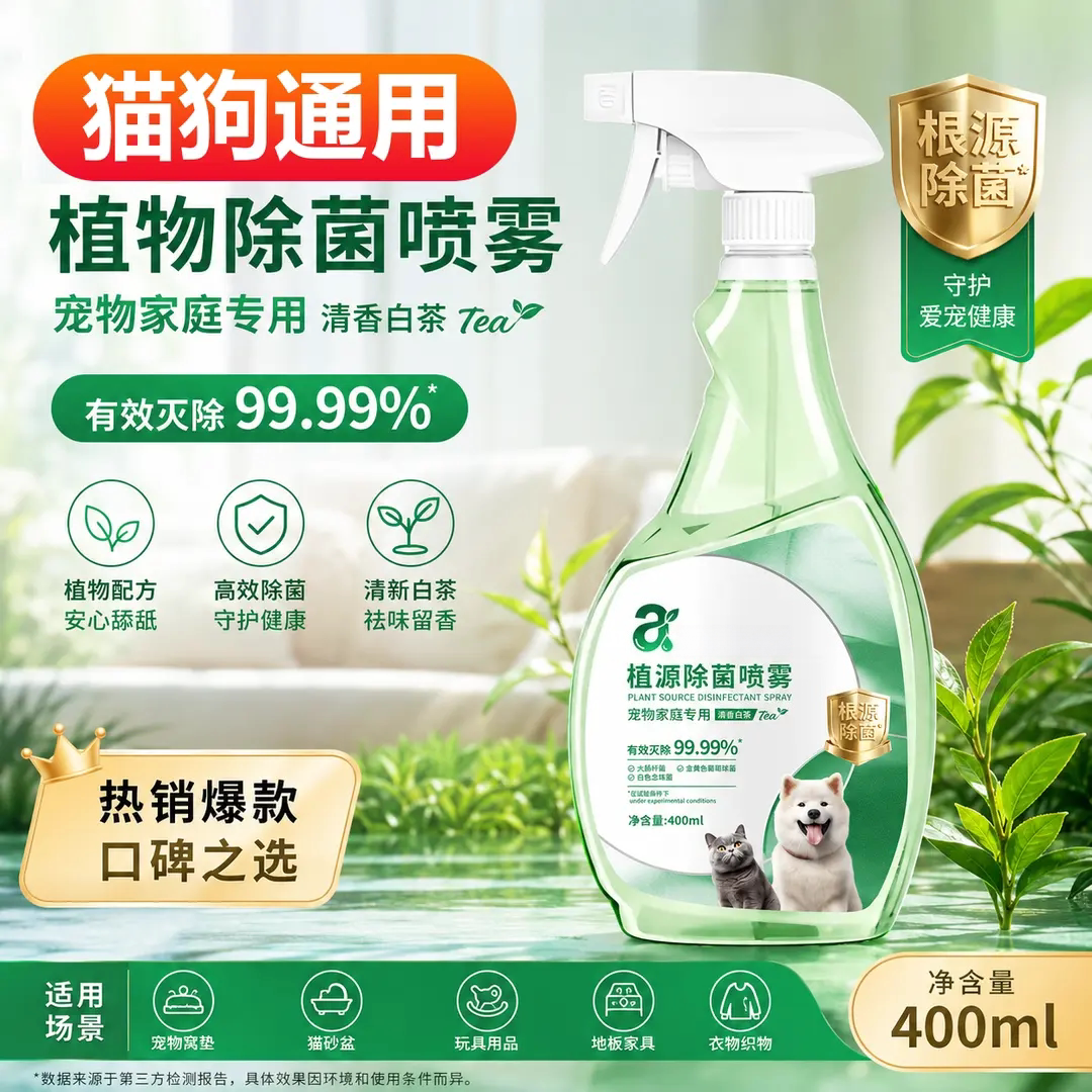 AUCOSH奥卡皙植源除菌喷雾猫狗通用宠物除菌除螨除臭除异味消毒液