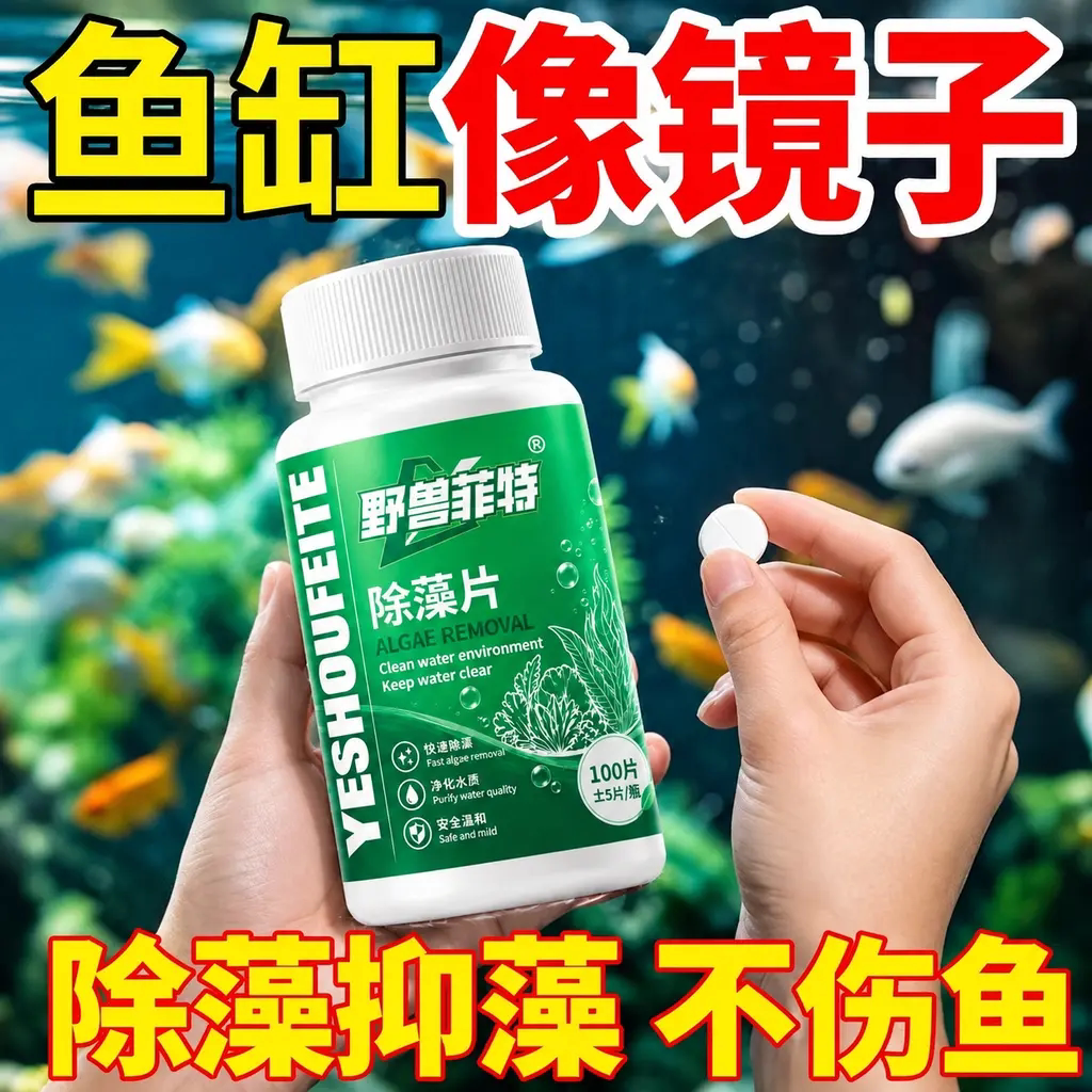 野兽菲特鱼缸除藻片鱼池水族箱除藻抑藻净水不伤鱼除青苔养鱼养水