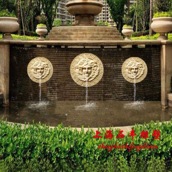 上海石丰砂岩浮雕砂岩头像喷水口雕塑酒店别墅家装装修材料